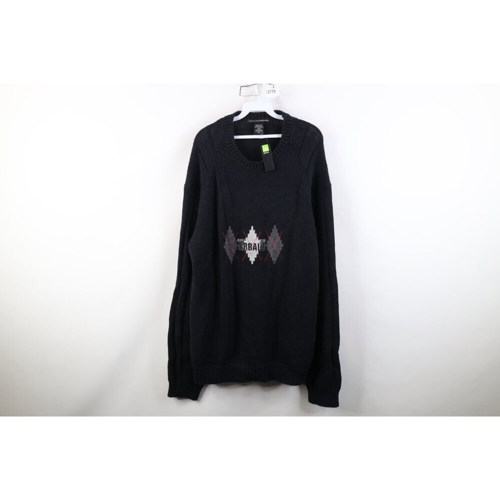 Deadstock Vtg 90s Marithe Francois Girbaud Mens 3XL Baggy Argyle Knit Sweater